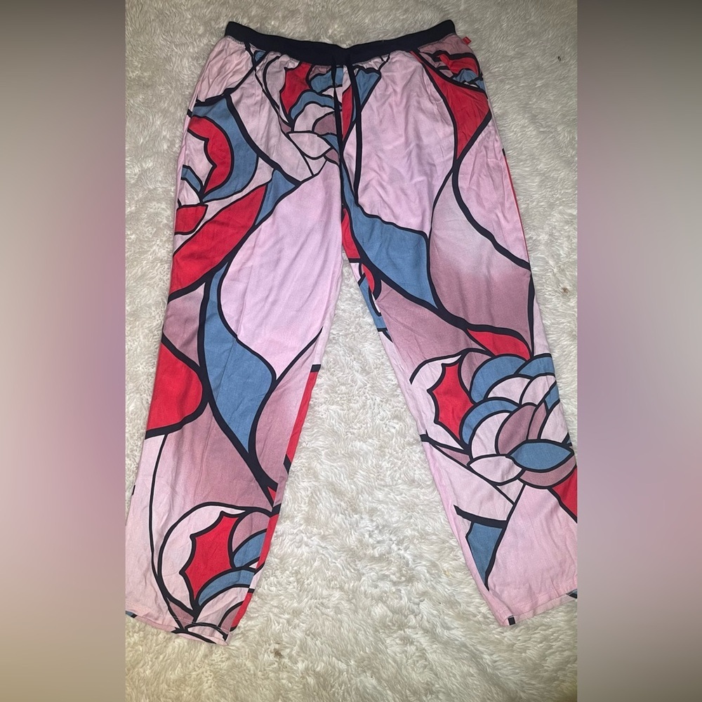 Joie Natori womens Abstract Floral Print pajama pants size XL - Picture 3 of 9